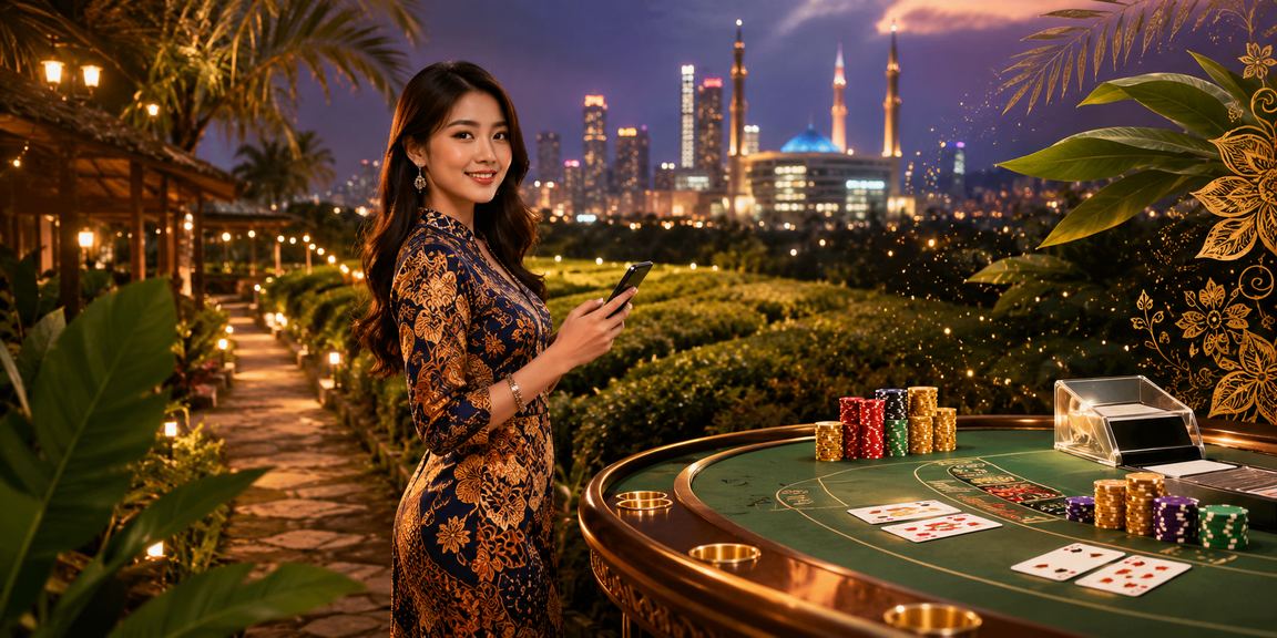 Meja baccarat dengan corak batik Selangor